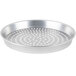 An American Metalcraft silver aluminum round pizza pan with perforations.