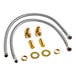T&S Brass faucet inlet kit with metal hoses and brass fittings.