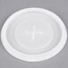 A translucent plastic lid with a logo on it.