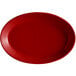 A red oval platter with a white background.