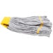 A Unger SmartColor yellow microfiber tube mop head with yellow trim.