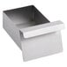 An Avantco stainless steel rectangular grease tray with a handle.