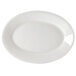 A white Homer Laughlin oval china platter with a small rim.