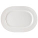 A Homer Laughlin Ameriwhite china platter with an oval shape and a small rim.