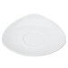 A CAC Super White triangular saucer with a circular design on the edge.