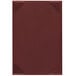 A red rectangular Menu Solutions menu board with a burgundy leather surface.