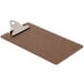 A dark brown Menu Solutions clipboard with a metal clip.