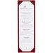 A rectangular burgundy Menu Solutions menu board with white text on it.