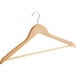 A Winco maple wood hanger with a swivel hook.