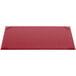 A burgundy rectangular plastic menu board with corners on a table.