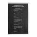 A clear heat sealed menu cover with a white background and black design.
