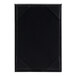 A black rectangular Menu Solutions table tent with corner picture corners.