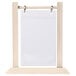A white rectangular wood table tent with a black border.