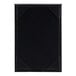 A black rectangular Menu Solutions table tent with corner picture corners.