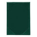 A green rectangular Menu Solutions table tent with white picture corners.