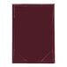 A red rectangular Menu Solutions table tent with picture corners.