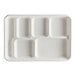 A white rectangular tray with six compartments.