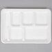 EcoChoice 8 1/2 inch x 12 1/2 inch Biodegradable, Compostable Sugarcane / Bagasse 6 Compartment Tray - 400/Case