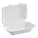 An EcoChoice white compostable bagasse take-out container with 1 compartment.