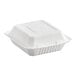 An EcoChoice white compostable take-out box with one compartment.