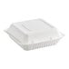 An EcoChoice compostable bagasse take-out box with one compartment.