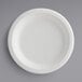 A white EcoChoice compostable sugarcane bagasse plate.