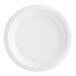 An EcoChoice white plant fiber plate with a white background.