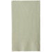 A white rectangular napkin with a light green edge.