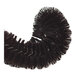 A black curved pipe cleaning brush with dense bristles.
