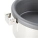 A stainless steel pot with a handle and a latch for a Paragon 6 oz. Popcorn Popper.