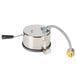 A stainless steel Paragon kettle with a black and silver hose.