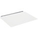 A white rectangular cleanout tray with a metal strip.