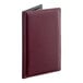 A burgundy vinyl Tablecraft guest check presenter with black card holder.