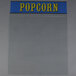 The replacement glass panel for a Paragon popcorn popper with a blue and yellow sign.