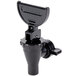 A black plastic faucet assembly with a black plastic handle.