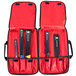 A red Mercer Culinary KnifePack with knives inside.