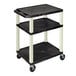 A black Luxor Tuffy AV cart with two shelves.