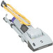 A grey ProTeam ProGen upright vacuum cleaner with yellow wires and a purple handle.