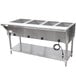 An Advance Tabco stainless steel electric steam table with undershelf.