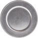 A Tabletop Classics by Walco silver plastic charger plate with beaded trim.