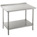 a stainless steel table with a shelf