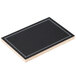A black rectangular chalkboard label with white dots.