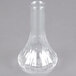 A clear Cambro Camwear bud vase with a curved neck.