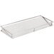 A silver stainless steel rectangular display tray with notched lids and cooling pucks.