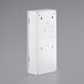 A white metal Naturelle sanitary napkin/tampon dispenser with two rectangular holes.