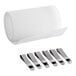 A white mesh stabilizer net and six metal clips for cotton candy machines.