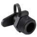 A black plastic IRP drain plug with a black plastic strap.