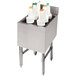 An Advance Tabco stainless steel underbar ice bin on a counter.