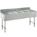 A stainless steel Advance Tabco three compartment bar sink with two drainboards.
