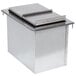 A stainless steel Advance Tabco drop-in ice bin with a lid.